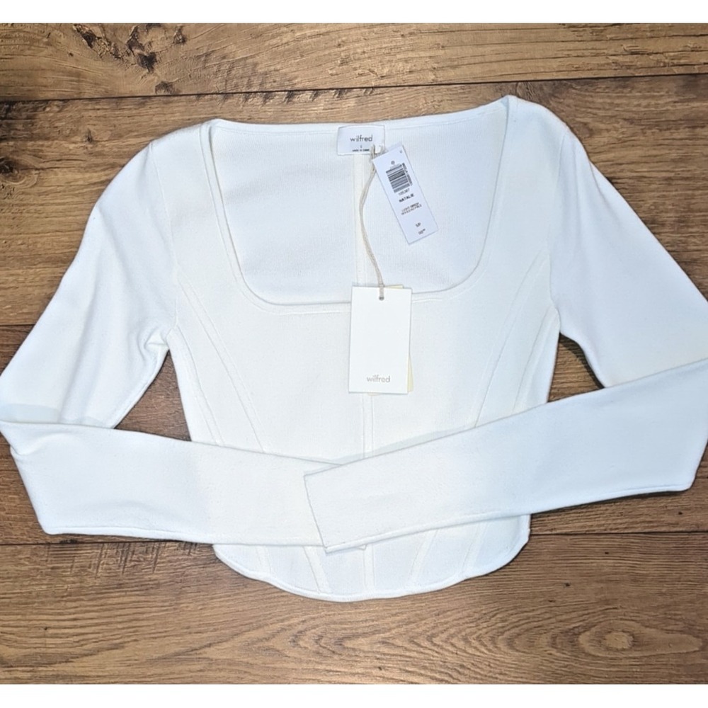 Artizia Wilfred Womens S Natalie Light Birch Bouleau Pale Cropped Sweater